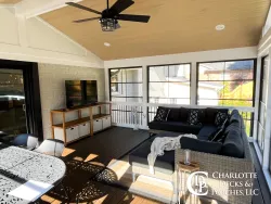 Screened Porch with Integrated Lighting Fixtures