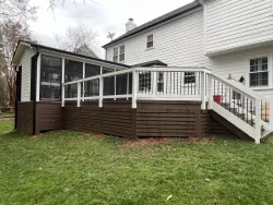 Traditional Screen Porch with Wooden Beams