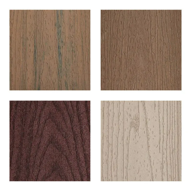 Close-up view of Trex composite decking in various colors, highlighting the range of options available for creating a durable and visually appealing deck surface.